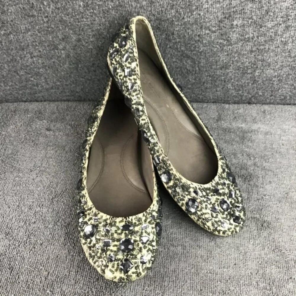 Rare Kenneth Cole Sparkle‎ N Shine Leather Snakeskin Jeweled Flats Sz 10 M